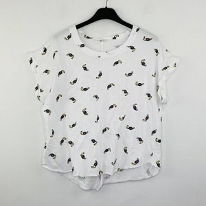 Messy Bun Just Chillin XL T Shirt White Toucan Novelty Print Cropped AF13